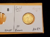 GOLD! Nice Hungary 10 korona in AU-BU condition