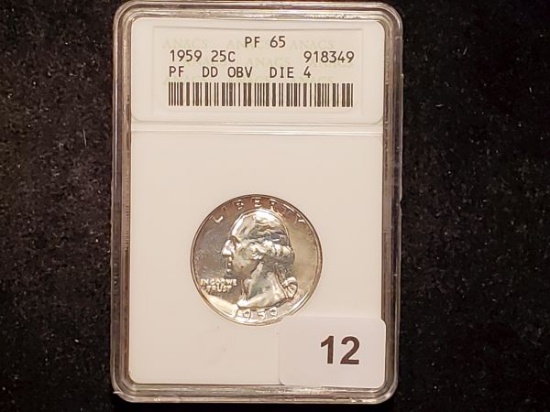 **ANACS 1959 Washington Quarter Proof Double Die Obverse