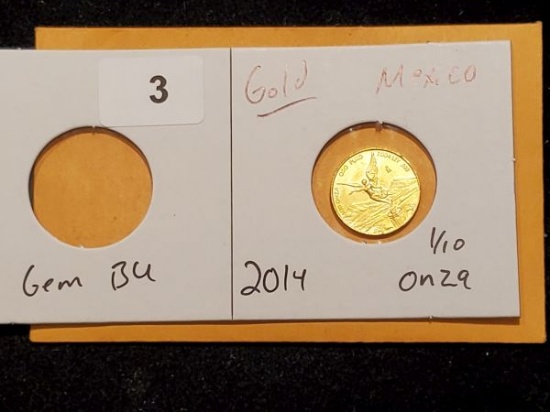 GOLD! Beautiful Mexico 2014 gold 1/10 Onza