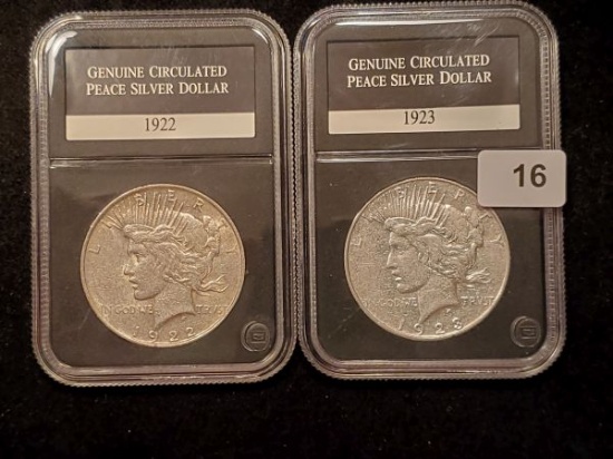 1922 and 1923-S Slabbed Peace Dollars