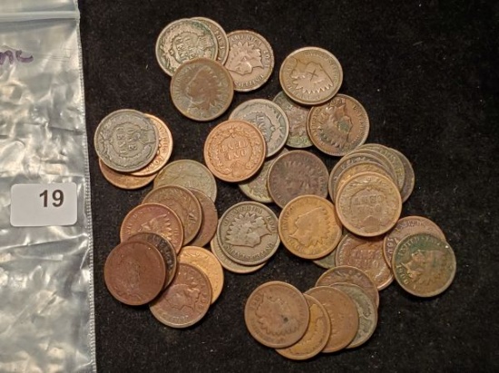 Forty Indian cents, includes a 1860, 1875 and 1886