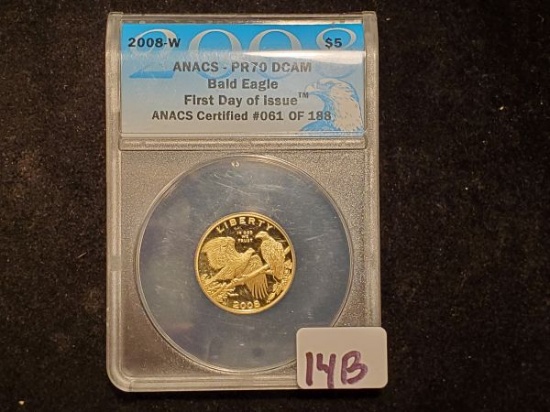 **GOLD!** 2008-W $5 Gold Bald Eagle Commemorative PR 70 DCAM