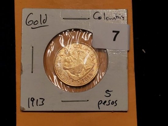 GOLD! Colombia 1913 5 pesos