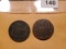 Two 1864 2 cent pieces
