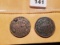 1866 and 1865 Two cent pieces