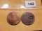 1865 and 1868 Two cent pieces