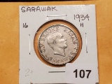 Sarawak 1934 10 cents