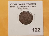 Civil War Token N/D Cannons and Flags
