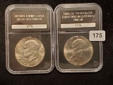 Two Brilliant Uncirculated Eisenhower Dollars