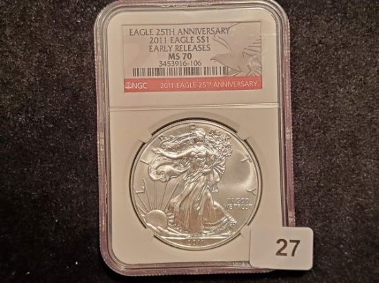 NGC 2011 American Silver Eagle in MS-70