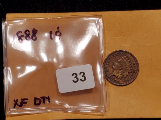 1888 Indian cent in Extra Fine details