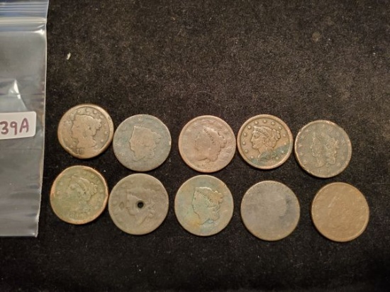 Group of 10 Large Cents
