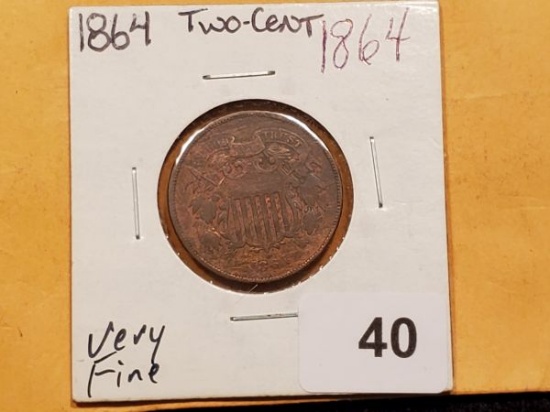 1864 Two cent piece in Very Fine condition