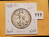 KEY DATE 1938-D Walking Liberty Half Dollar