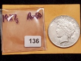 1927-S Peace Dollar in About Uncirculated 50