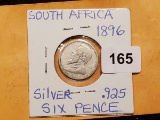Better Date 1896 South Africa Silver 6 pence