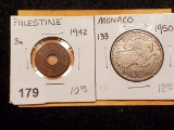 Palestine and Monaco coinage