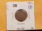 Semi-Key 1866 Indian cent in Very Good