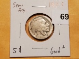 Semi-Key 1917-S Buffalo Nickel in Good plus