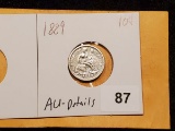 1889 Seated Liberty Dime in About Uncirculated details