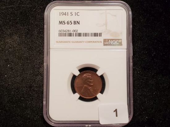 NGC 1941-S Wheat Cent in MS-65 Brown