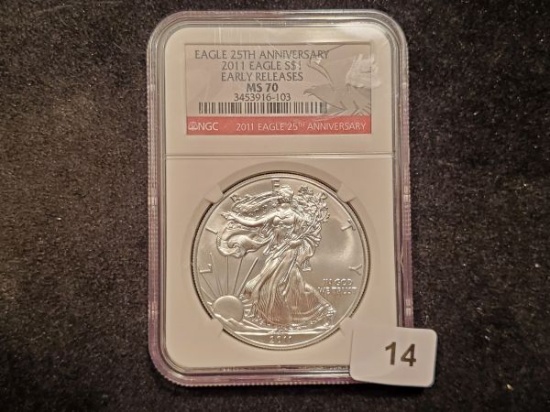 NGC 2011 American Silver Eagle in MS-70