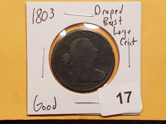 **Solid 1803 Draped Bust Large Cent in Good