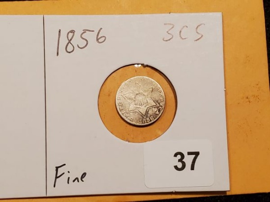 1856 Three cent Silver in Fine condition