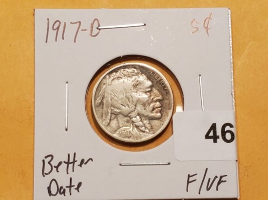 Better Date 1917-D Buffalo Nickel in F-Very Fine