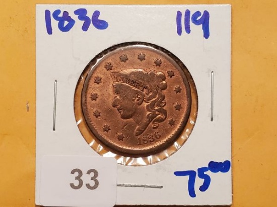 1836 Coronet Head Large Cent