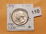**WOW! 1934 Early Die State Double Die Obverse Washington Quarter About Uncirculated