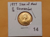 GOLD! 1977 Isle of Man 1/2 Sovereign