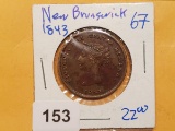 1843 NEW BRUNSWICK HALF PENNY TOKEN