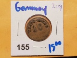 1914-18 Germany, Werth-Marke Notgeld 10 Pfennig Rare without Counterstamp