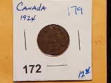 KEY DATE 1924 CANADIAN CENT