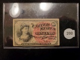 Ten cent fractional 4th issue from 1869-1875