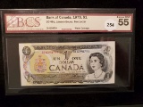 Bank of Canada series of 1973 one dollar bank note graded au55