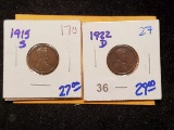Better Dates 1915-S and 1922-D Wheat cents