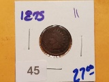 Semi-Key 1875 Indian cent