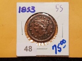 1853 Braided Hair Large Cent