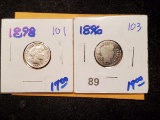 1898 and 1896 Barber Dimes