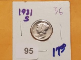 Semi-Key Date 1931-S Mercury Dime