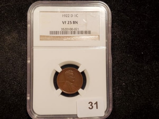 NGC Better Date 1922-D Wheat cent in Very Fine 25