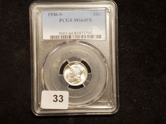 PCGS 1936-S Mercury Dime in MS-64 FULL BANDS