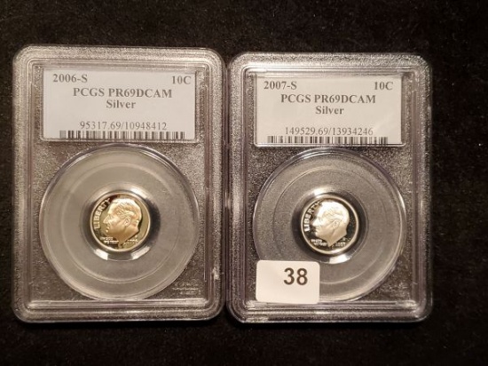 Two PCGS graded Silver Roosevelt Dimes