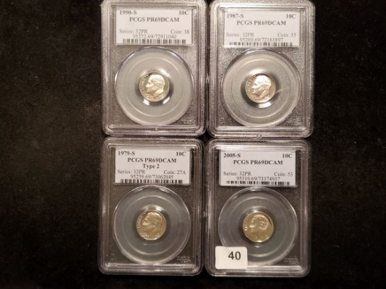 Four PCGS graded Roosevelt Proof Dimes