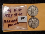 1926 and 1927 Standing Liberty Quarters