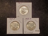 Three BU Silver Kennedy Half Dollars