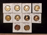 Group of ten Proof Deep Cameo Sacagawea Dollars