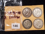 Four silver Great Britain shillings